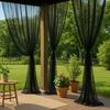 Zasłona Voile Siatka Przezroczysta Moskitiera Panel Prywatności z Tunelikiem na Drążek do Patio Werandy Tarasu Pergoli
