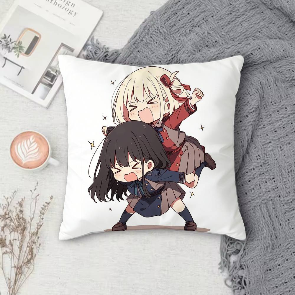 

LLycoris Recoil Doublesided Printed Square Decorative Cushion Cover for Sofa Living Room Home Decor 30x30 cm
