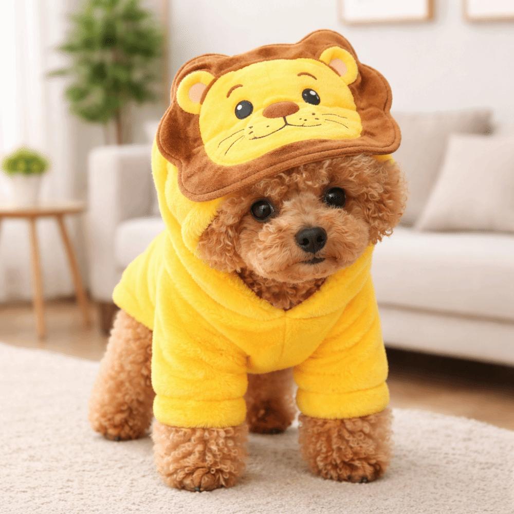 Soft Dog Lion Costume Animal Pattern Pet Transformation Costume Dog Jumpsuits  Autumn Winter