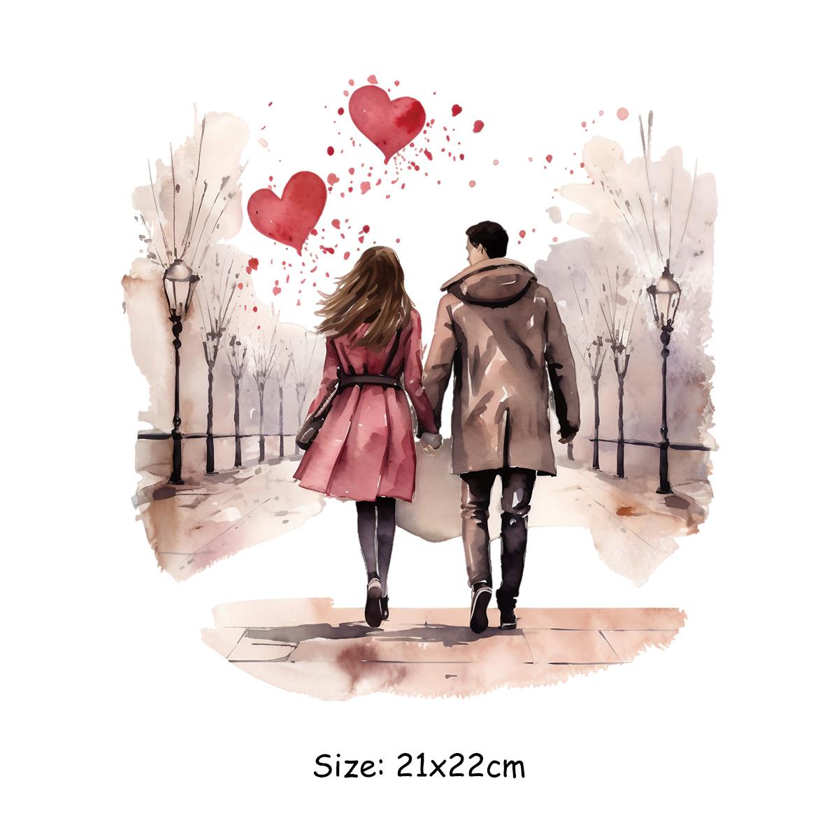 

День святого Валентина Термоперенос Мужские и женские Parches Ropa Толстовки Аппликация своими руками Футболка Наклейки для одежды Термонаклейка