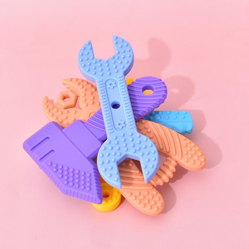Hammer Wrench Spanner Pliers Shape Molar Supplies Chew Toys Silicone Baby Teether Toy Teething Relieve Stress Gum