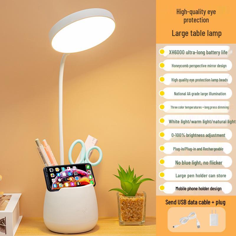 Rechargeable LED Desk Lamp for Eye Protection - Ideal for Studying, Dorms, Bedrooms, and Bedside Reading