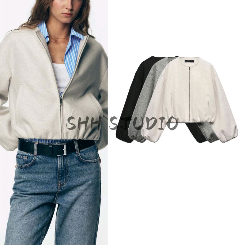 Fall New Women's Clothing French Round Neck Zipper Soft Pilot Jacket Outwear 3046070 3046264