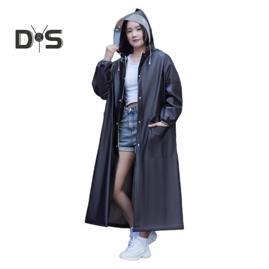 Impermeable con capucha Impermeable EVA Cierre de cremallera con botones Reutilizable Adultos Ultraligero Impermeable Grueso Portátil Exterior Viaje Chaqueta de lluvia Poncho Ropa de lluvia