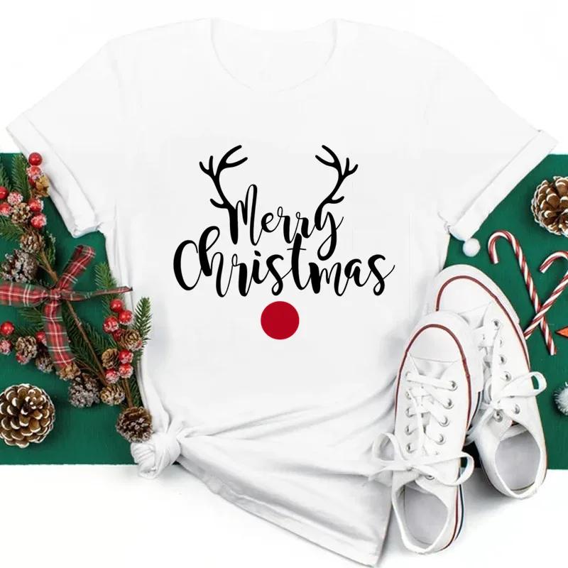 Just A Girl Who Loves Christmas Print Women Tshirts Cute FeUnisex Christmas Clothes New Year Party Tshirt