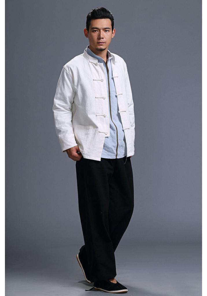Men's Ethnic Style Hemp Cotton Shirt - Stand Collar, Long Sleeve, Frog Buttons, Loose Fit (2026).