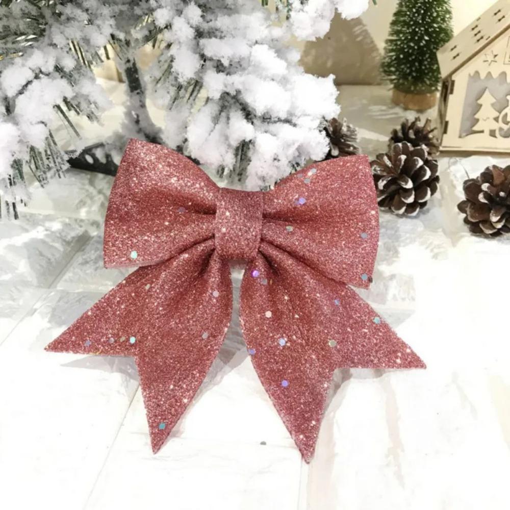 2pcs 20cm Sparkling Glitter Christmas Bow  Holiday Indoor Outdoor Decorations