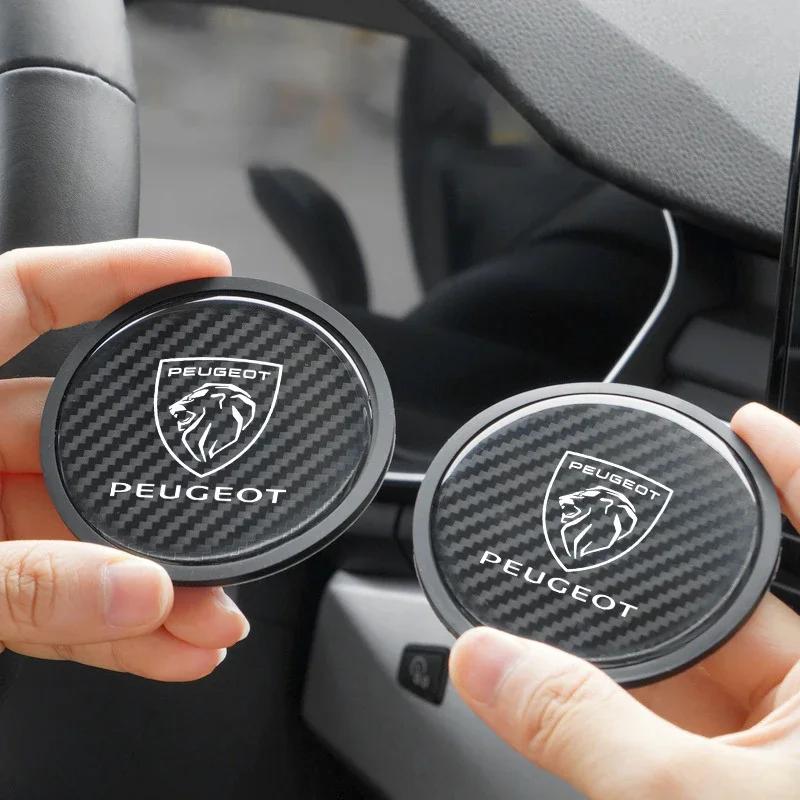 

Car Sticker 2025 Hot 2Pcs Car Silicone Coaster Anti-Slip Water Cup Drink Mat For Peugeot 407 508 2008 5008 307 308 3008 206 207