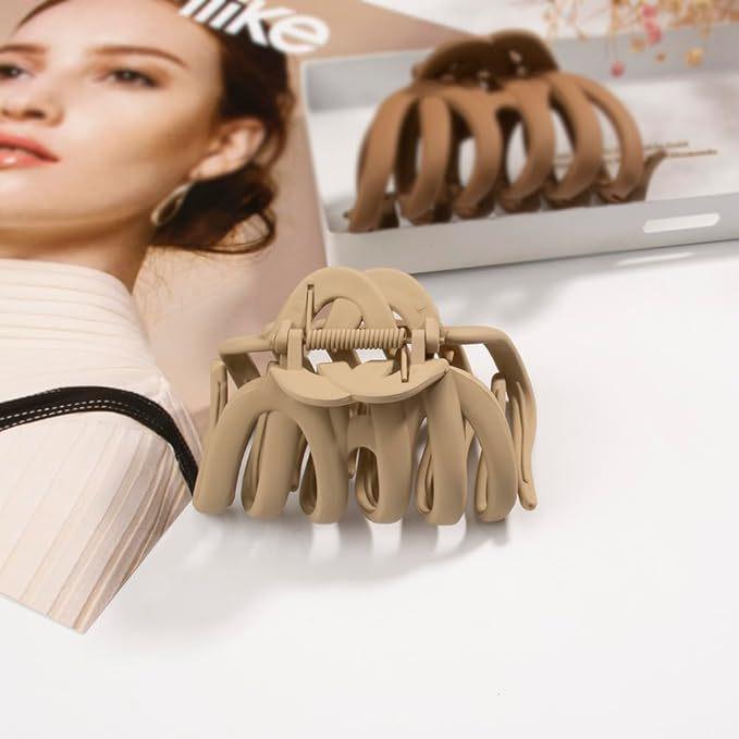 Elegant Large Frosted Mesh Claw Clip for Women - Retro Shark Design