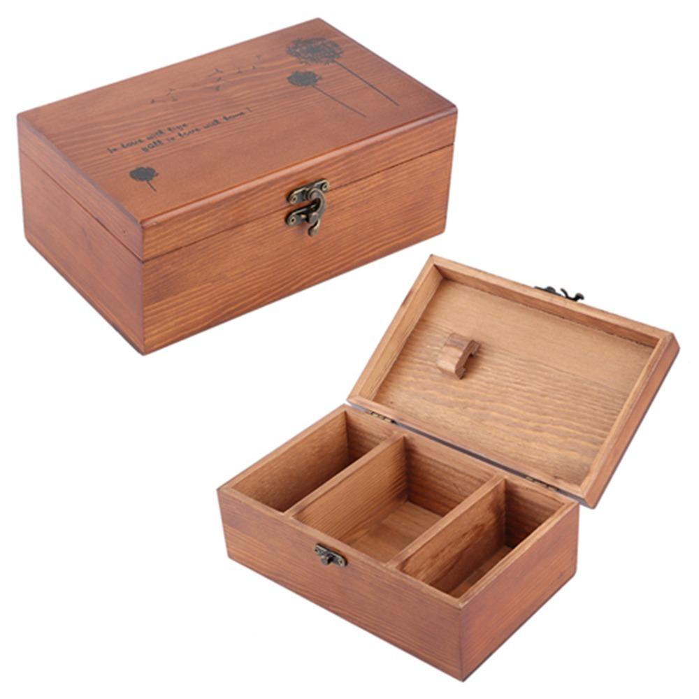 Wooden Material Wooden Sewing Box Vintage Style Portable Sewing Kit Box Dandelion Pattern Taraxacum Pattern Vintage Sewing Box