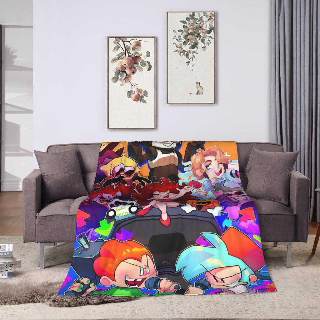 FNF Bad Time Trio Friday Night Funkin Super Soft Blanket Pattern Outdoor Flannel Bedspread Sofa Bed Cover