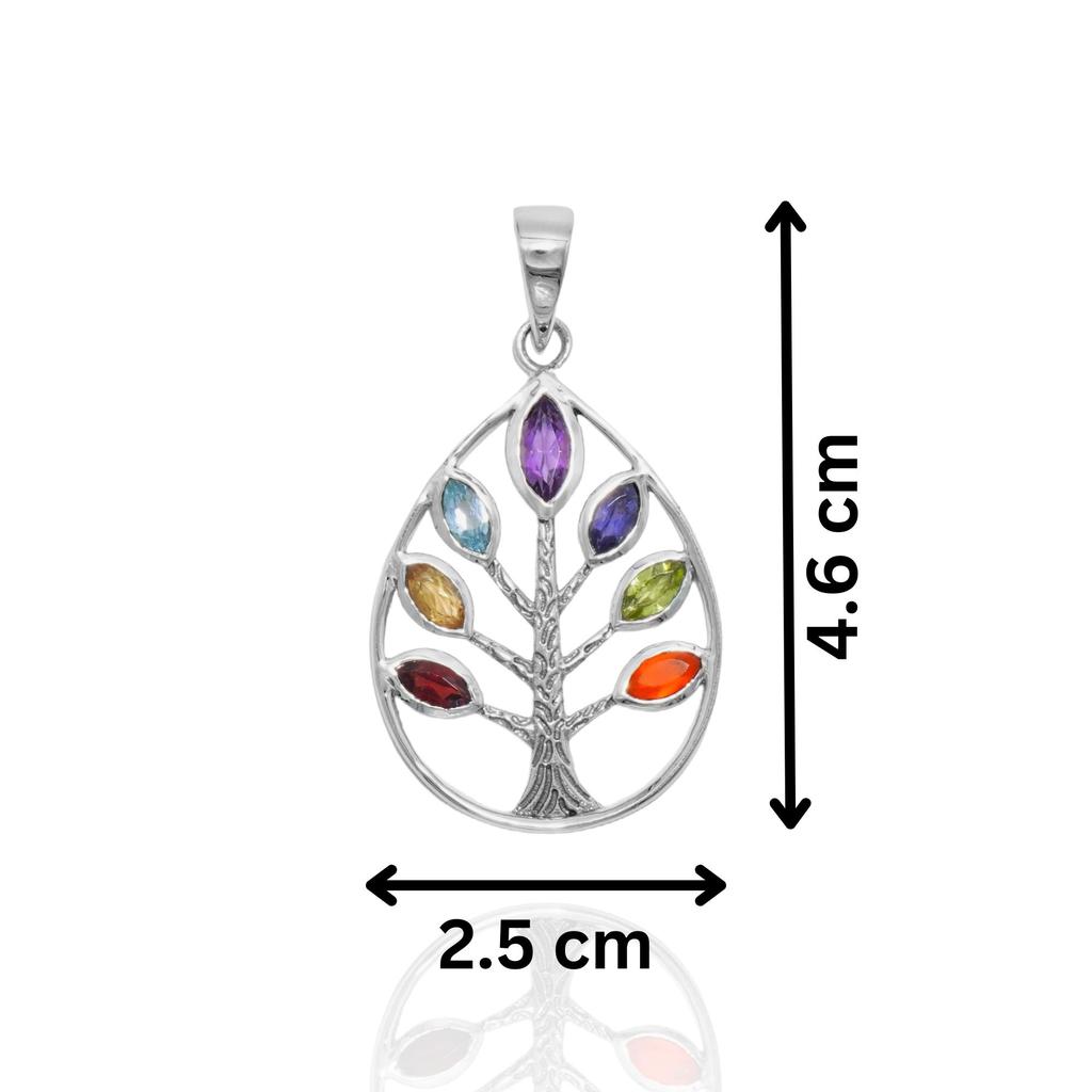 92.5 Silver Chakra Pendant for Her Zivori Multi Gemstone Pendant