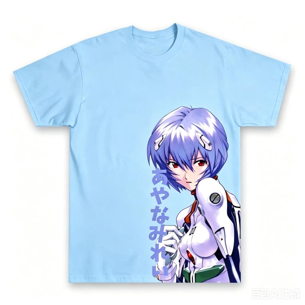 New Anime Gospel Four Seasons Retro  Fabric Harajuku T-shirt, Daily Casual Style for Boys and Girls