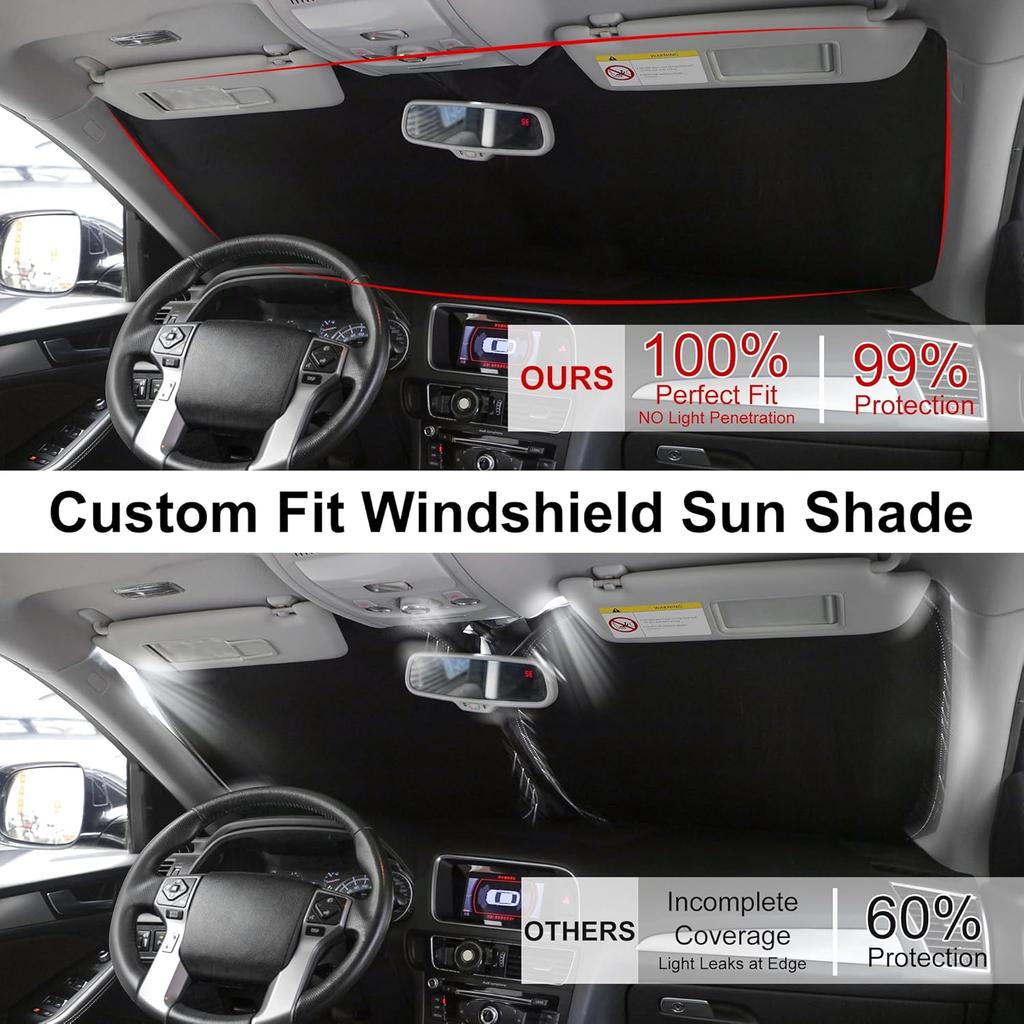 TINGLU Sun Shade For Tesla Model X Tesla X 2016-2024 2025 Accessories Windshield Sun Shade Window Shade UV Rays Protection Sun Visor Cover With