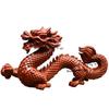 1pc Solid Wood Dragon Ornament Woodcraft Carving Ornaments Home Decoration Chinese Style Zodiac Dragon Statue Simulated Animals
