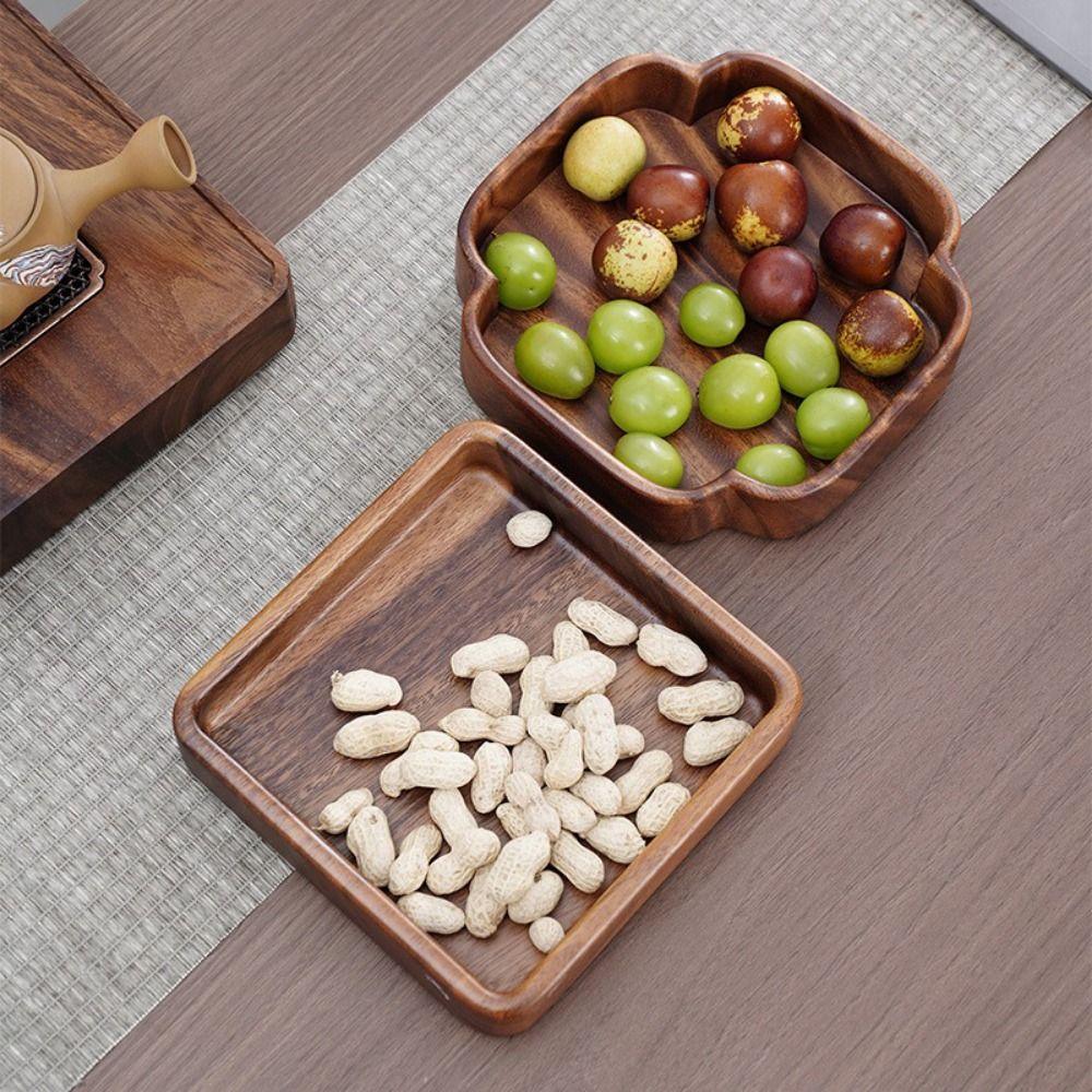 Wooden Snack Tray Japanese Style Fruit Tray Smooth Edge Tea Serving Plate Fruit Serving