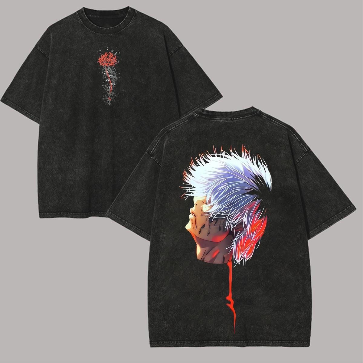

Anime Tokyo Ghost Kaneki T-shirt Manga Oversized Cotton T Shirt Men Women Clothing Street Fashion Washed Short Sleeve Tees Tops XXL чёрный