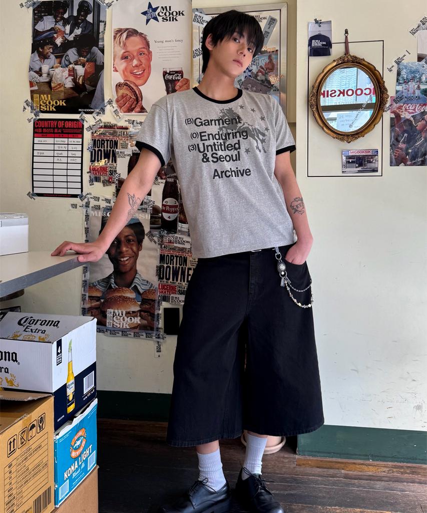 Eontaiteulseoul Archive Unicorn Ringer Crop Short Sleeve Gray