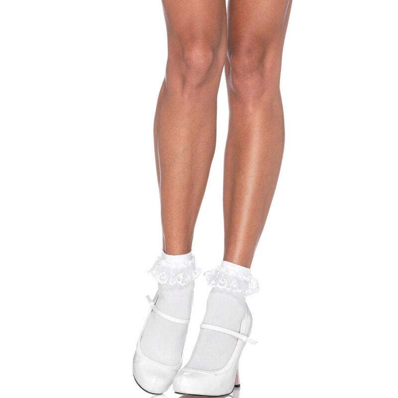

Leg Avenue - White Lace Ruffle Socks TU прозрачный