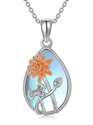 Lotus-Halskette für 925 Sterling Reiner Lotus Gut für Allergiker Für den Alltag Weiß Für Geschenkbox [StoryMidir] Damen, Silber, Silber, Mondstein, Blume,