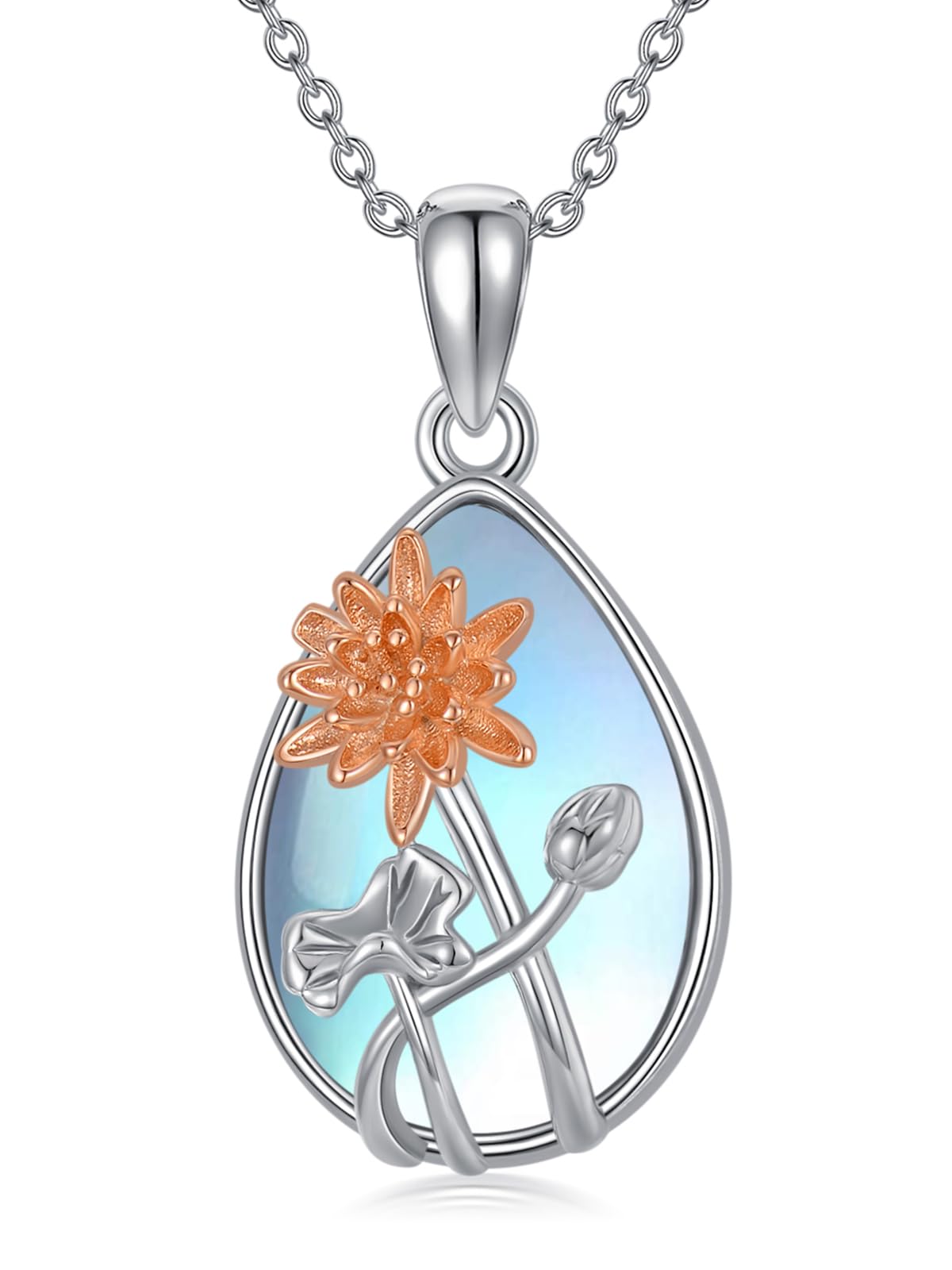 

Ожерелье Лотос из стерлингового серебра 925 пробы, Чистый Лотос, Гипоаллергенное, На каждый день, Белый, Для подарочной коробки [StoryMidir] Женщины, Серебро, Серебро, Лунный камень, Цветок,