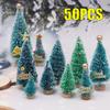 50PCS Mini Christmas Tree Sisal Silk On Cedar Pine Christmas Tree Christmas Window Decoration Christmas Desktop Decoration
