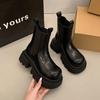 Women S Pu Ankle Boots Round Toe Chunky Heel Casual Martin Boots