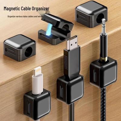Magnetyczny organizer na kable i klips do zarządzania kablami na biurku
