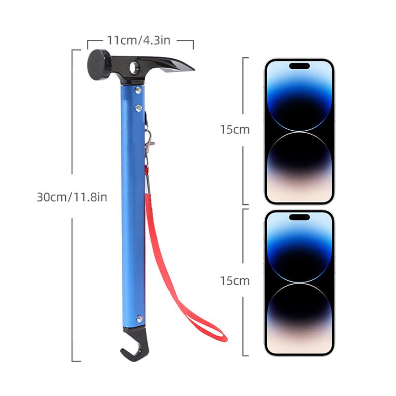 Cool Camping Survival Tool Camping Hammer Multi-function Tool Aluminum Alloy Nail Pile Hammer Travel Outdoor Camping Supplies