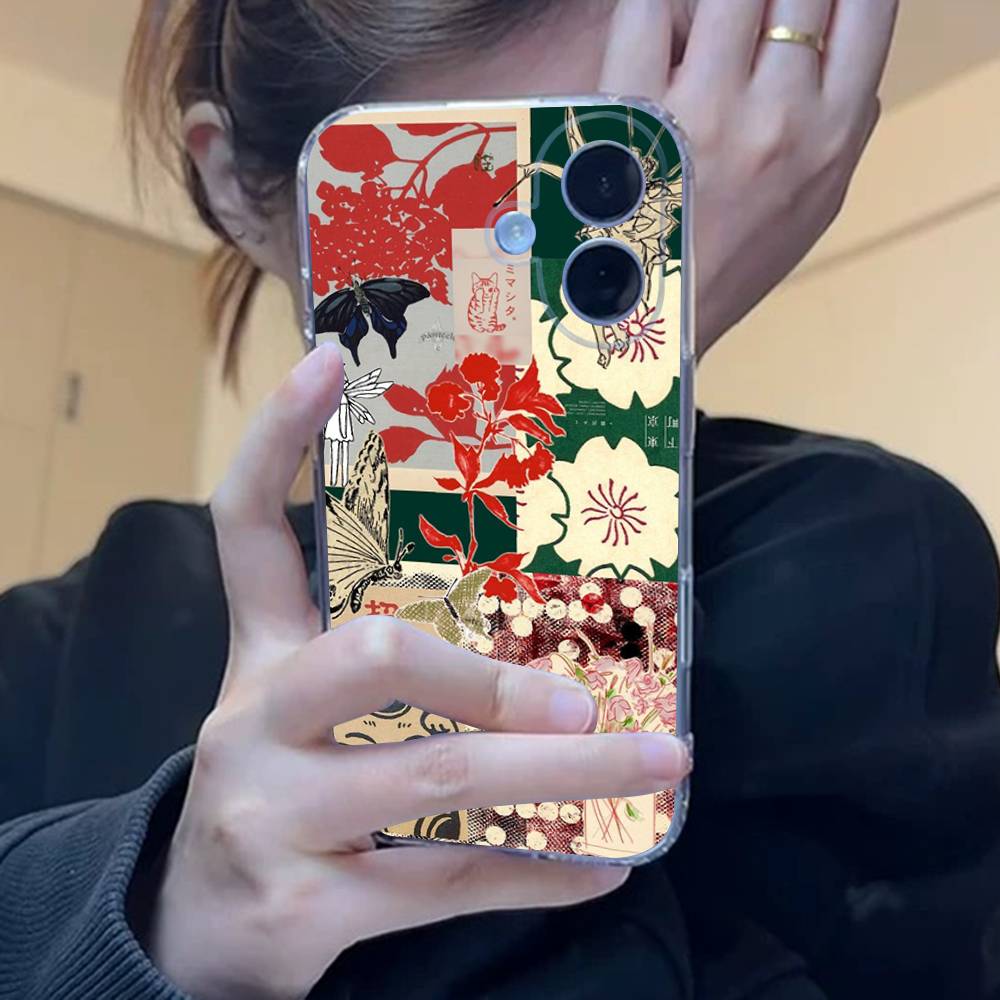 China Chic Mosaic Graffiti Green Rattan Phone Case For iPhone 17 15 14 13 11 12 16 Pro Max Plus Mini Transparent Silicone Soft
