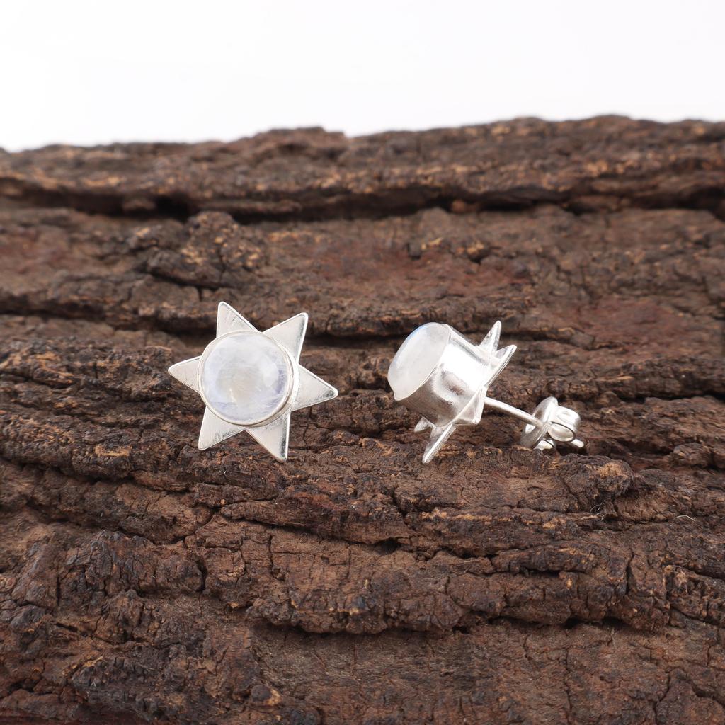 Rainbow Moonstone Earrings Gemstone Jewelry, 925 Solid Sterling Silver Earrings, Gift For Women Handmade Earrings