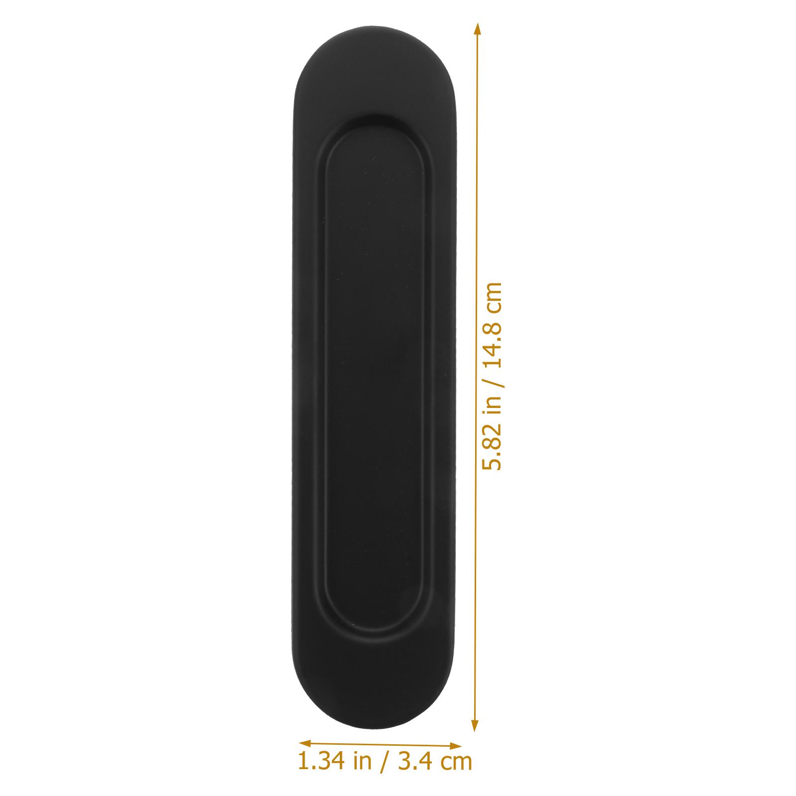 2Pcs Oval Sliding Door Pulls Aluminum Alloy Sliding Door Handle Oval Pulls Closet Barn Handles Glass Black Knobs Doorknob 14.5X3.4X0.5CM