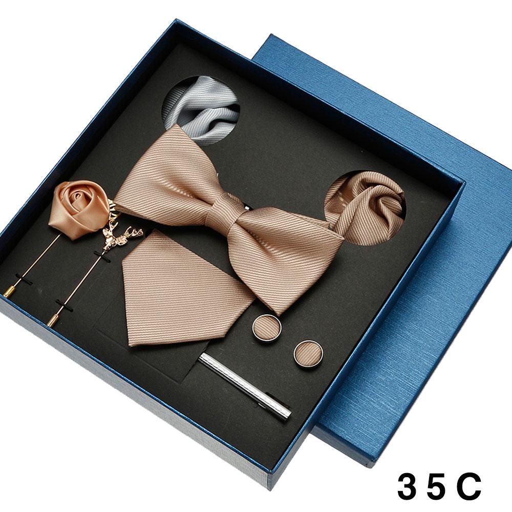 Red Blue Black Classic Tie For Men Pocket Square Cufflinks Sets Mens Solid Color Necktie Party Wedding Gift For Men Neck Tie Set