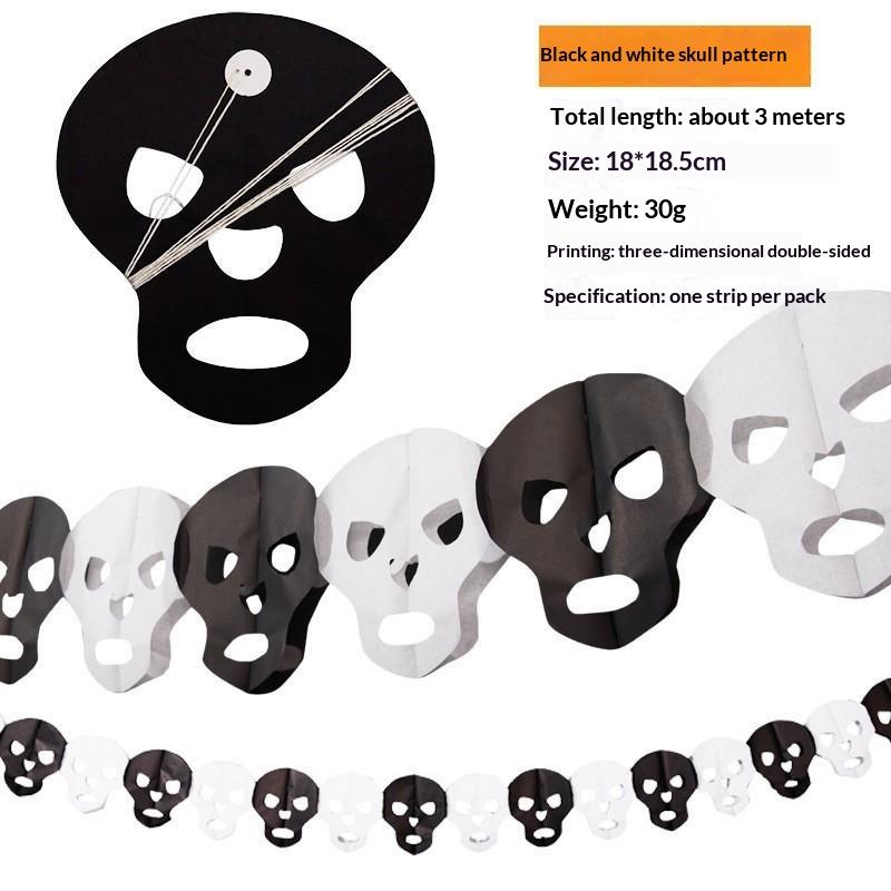 3Meter Halloween Hanging Garland Bunting Bat Pumpkin Ghosts Spider Paper Banner Halloween Party Decorations Horror Props