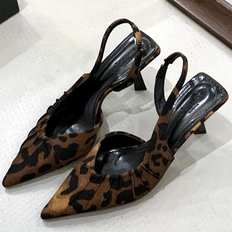 Fashion Flannel Pleated Pointed Toe High Heels Women Simple Buckle Strap Thin Heeled Sandals Summer Elegant Outdoor Casual Office Shoes