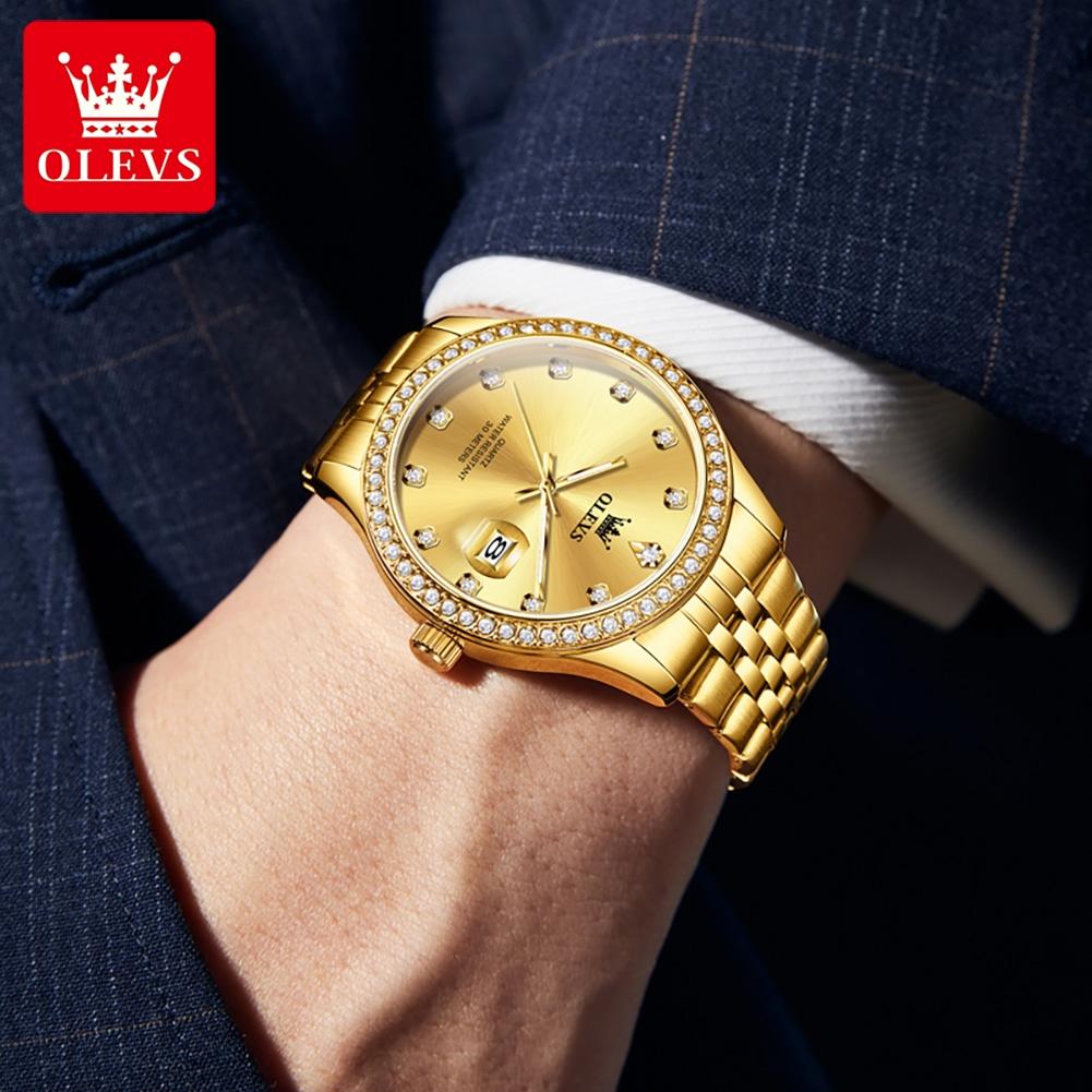 OLEVS 3629 Original Quartz Movement Watch Diamond Luminous 30m Waterproof Stainless Steel Bracelet Classic Dial Men Women Watch