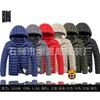 Autumn and winter men's light cotton-padded clothes removable hat solid color ribs thickened cotton-padded clothes top men-L
