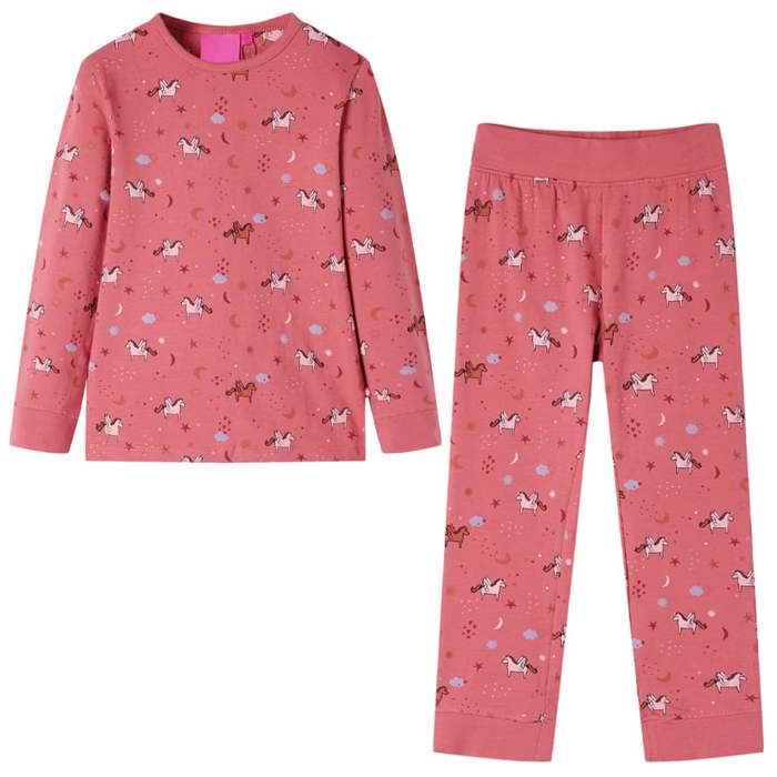 Children's Long-sleeved Pajamas Antique Pink 5 Sizes Available