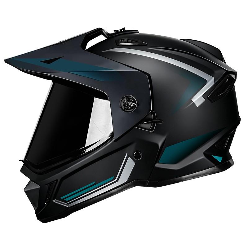 Dual Lens Full Face Motorcycle Helmet Off-Road Rally Dirt Bike ATV Racing DOT Certified ABS Carbon Fiber Style