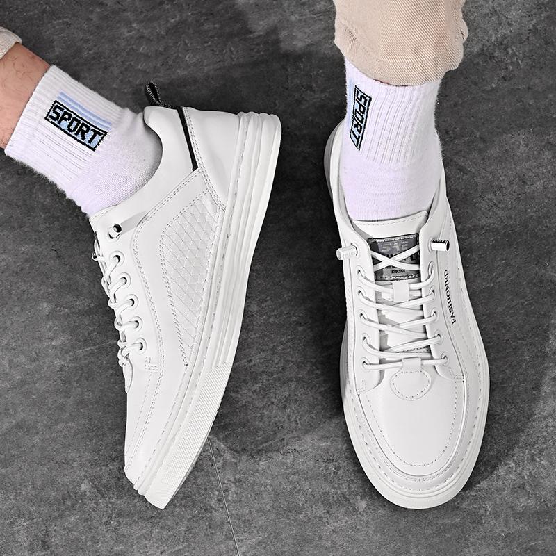 Leather Fashion Casual Shoes Men 2024 New Arrival Men's Vulcanize Shoes All-match Mens Sneakers Breathable Lace-Up Men Footwear