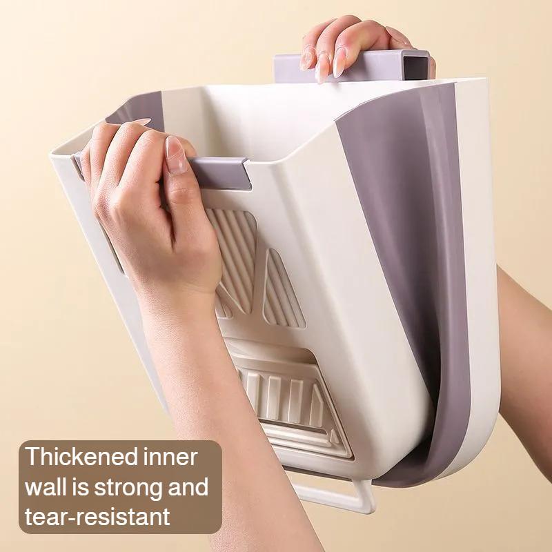 Household collapsible garbage bin cabinet doorKitchen punch-free trash can cabinet door wall-mounted household trash basket