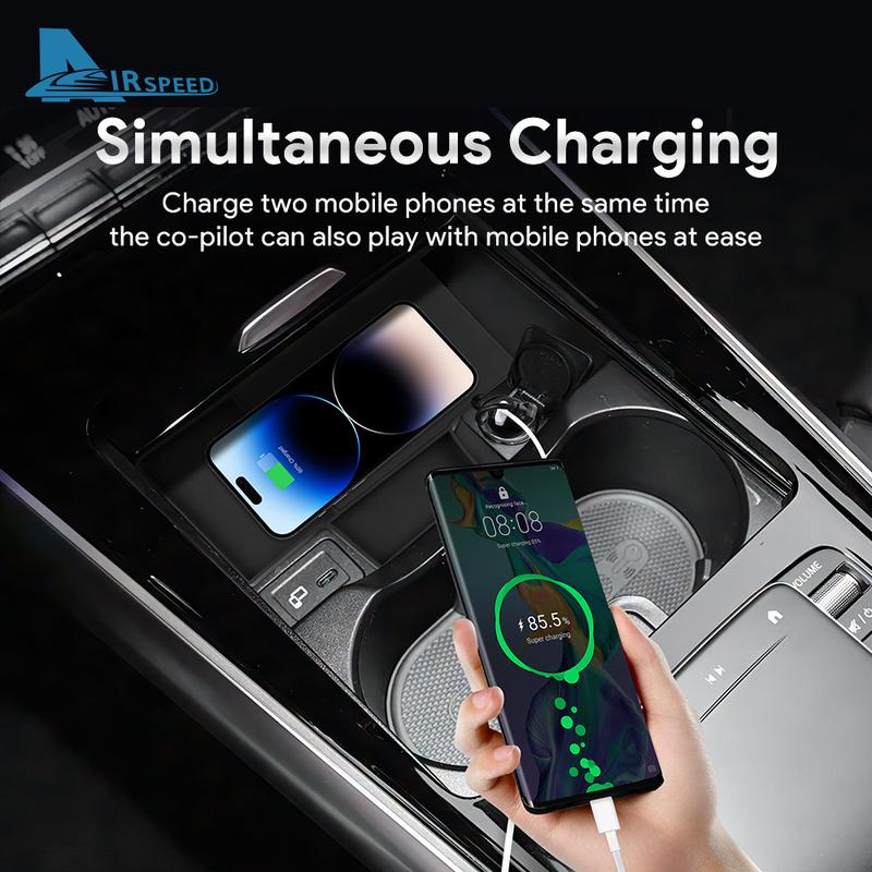 15W Car Wireless Charging Holder For Mercedes Benz CLA GLB GLA Class C118 W118 X247 H247 EQA EQB -2025 Mobile Phone Charger