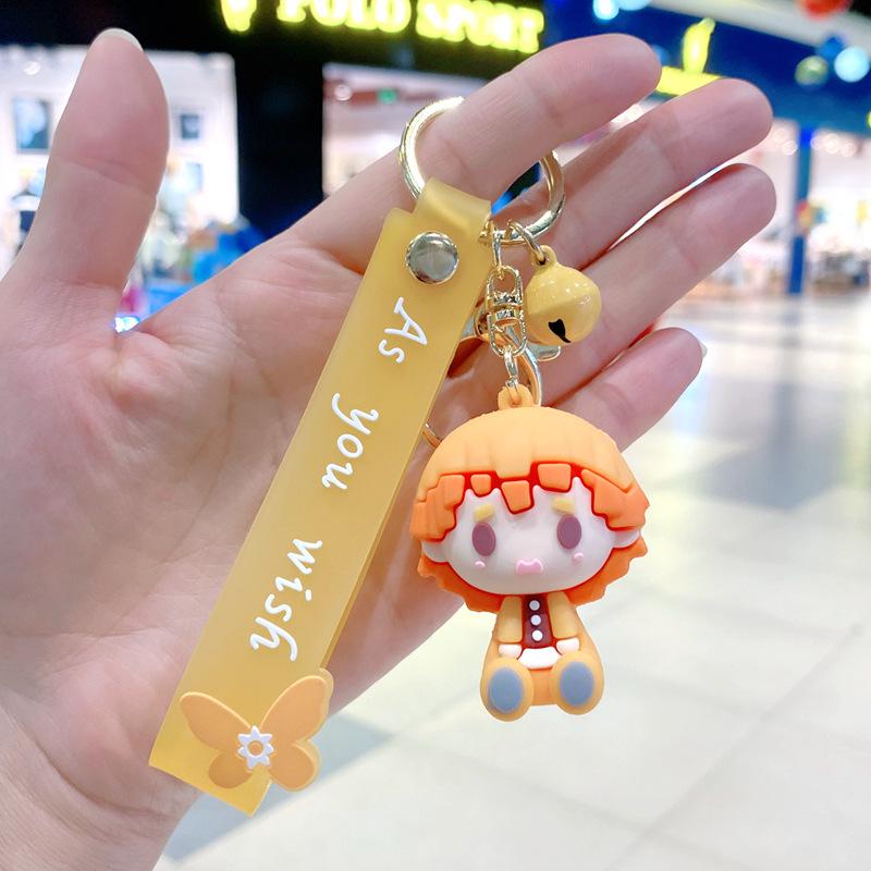 Cartoon Creative Anime Demon Slayer Anime Periphery Keychain Backpack Pendant Car Key Cute Silicone Doll Decorative Supplies