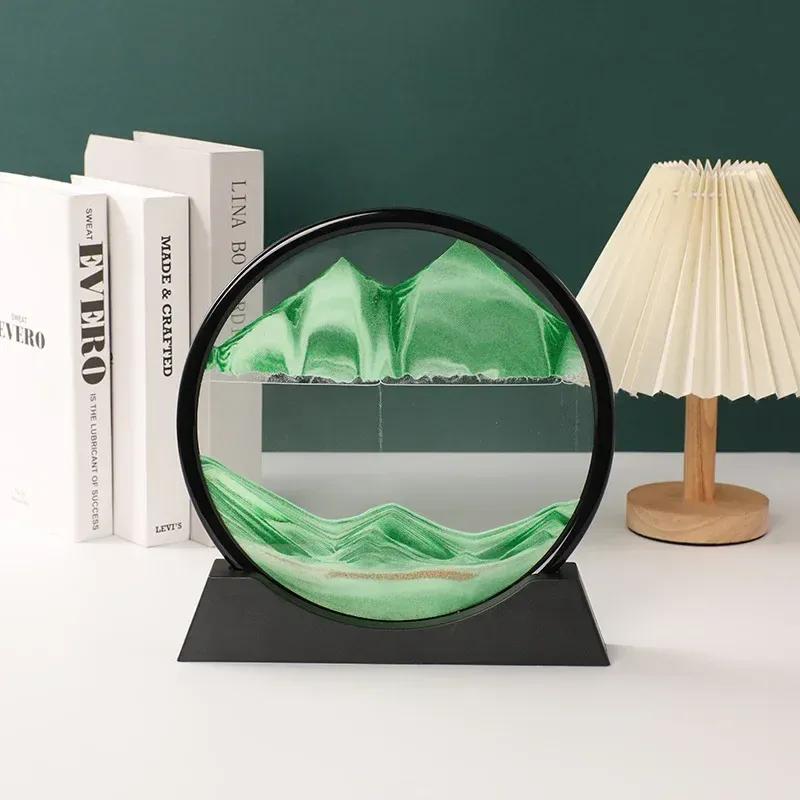 Sandscape Moving Sand Art Frame Quicksand 3D Dynamic Liquid Hourglass Kinetic Sand Painting Flowing Sand Office Home Decor Gifts