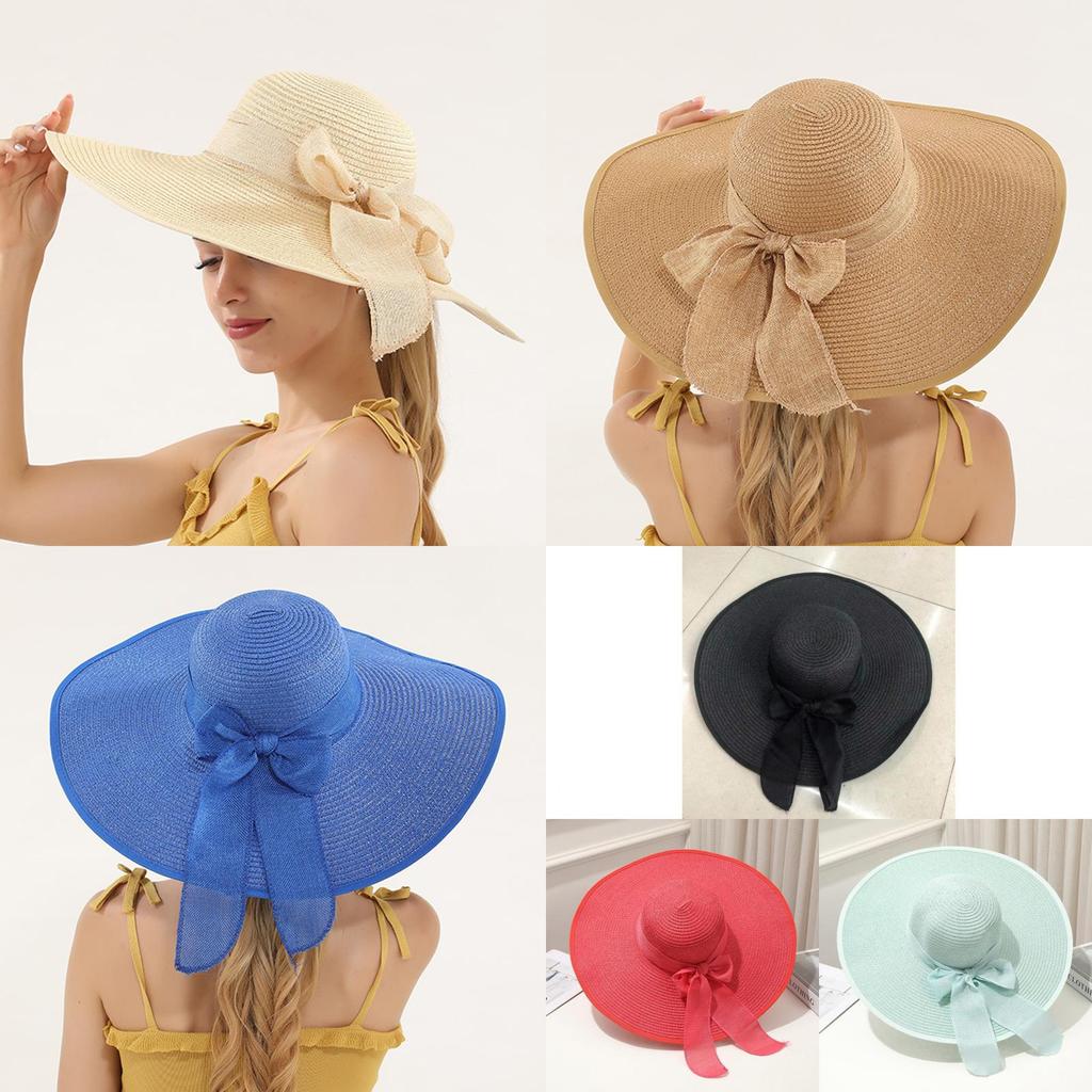 Large Edge Straw Hat With Sun Protection For Women Summer Beach Fashion