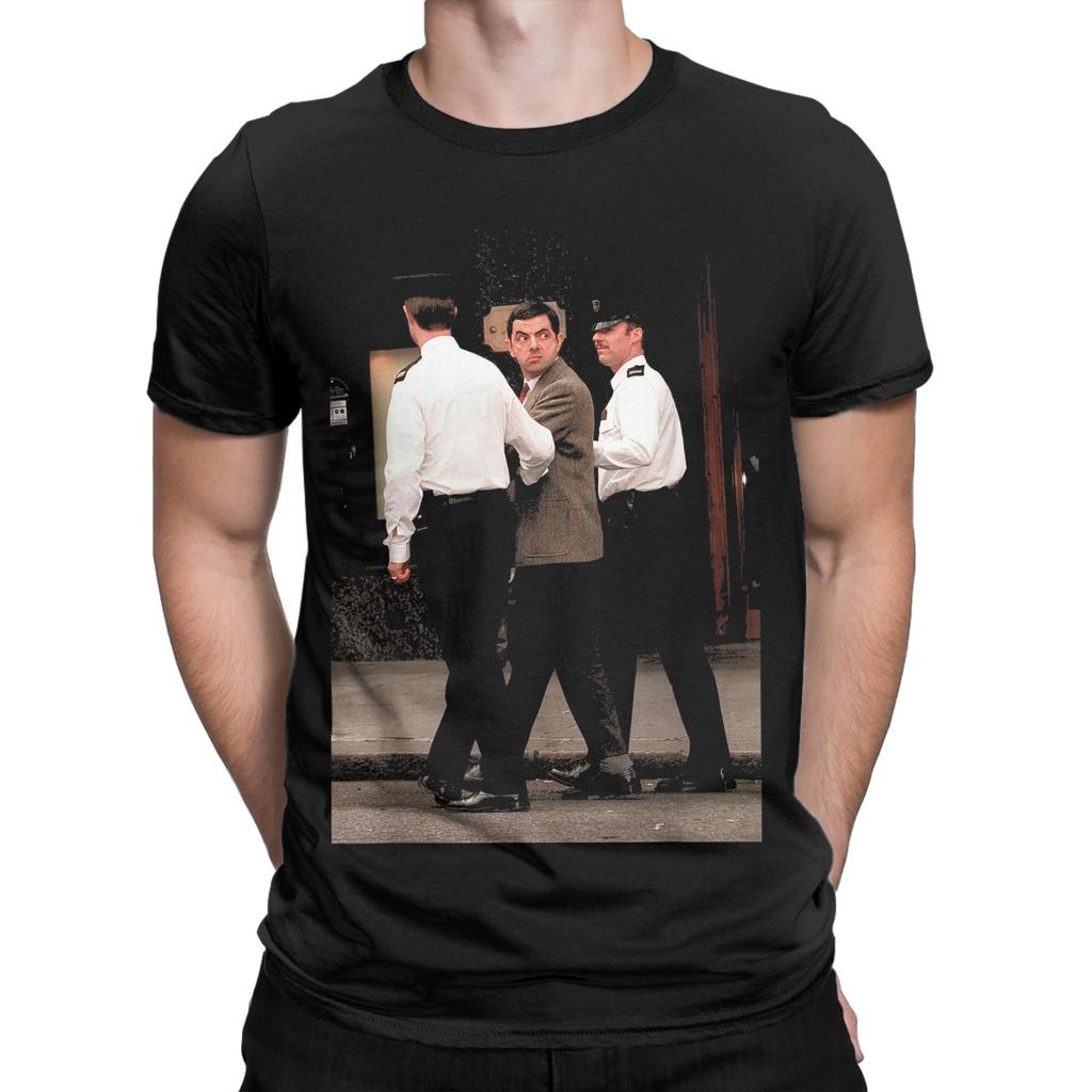 Mr Bean Filming Arrested Rowan Atkinson 1996 T Shirt for Men Vintage T-Shirt Crewneck  Tees Short Sleeve Clothing Gift Idea