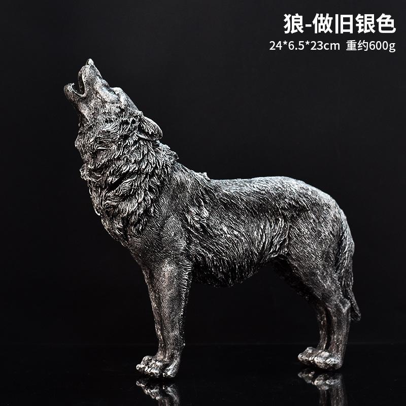 Nordic Creative Resin Animal Wolf Crafts Home Wine Cabinet Living Room Office Wolf Totem Ornament Knickknack
