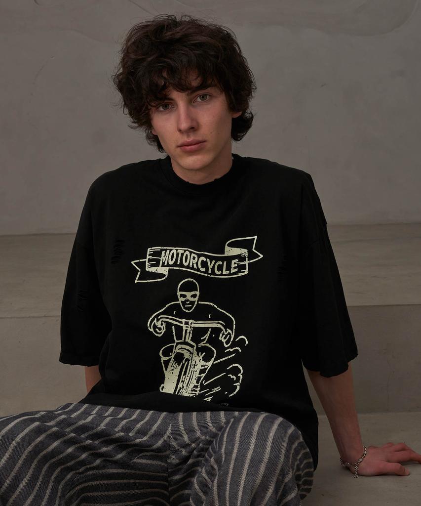 TENER Motorcycle Vintage T-Shirt (Black)