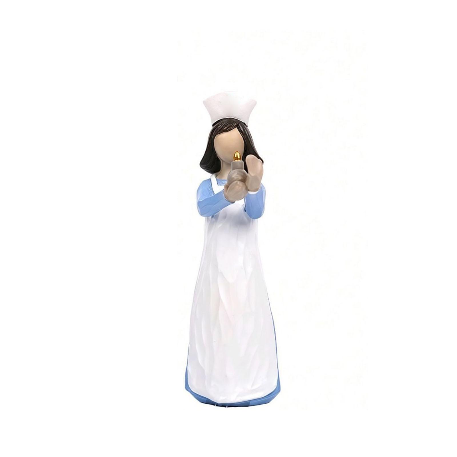 

Hand-painted Sculptures Of Nurses Holding Lamps, Candles, And Hearts As Thanksgiving Nurses Day Souvenirs One Size