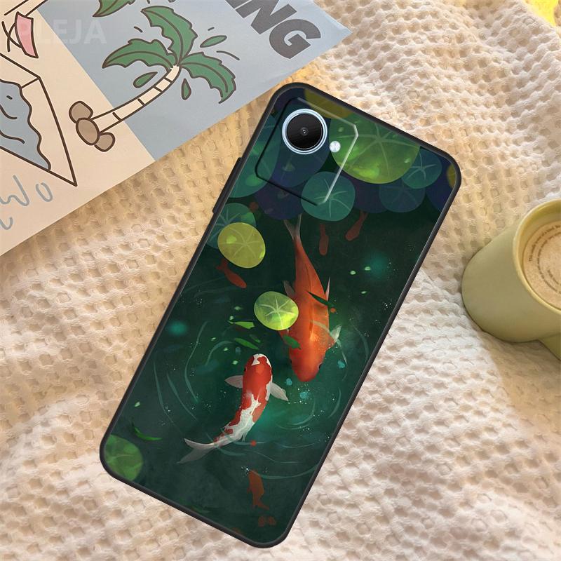 Koi Carp Fish Painting Case For Realme C55 C71 C67 C51 C75 C63 C61 C65 C53 C35 11 12 13 14 Pro Plus GT6 GT7 15 Pro